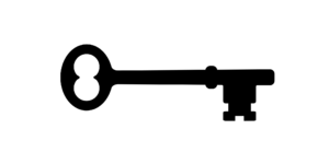 Black key on white background.